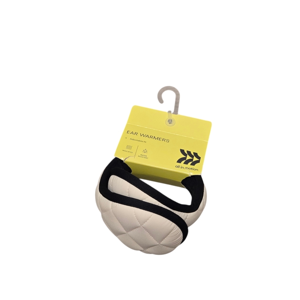 White Ear Warmers Adjustable Fit Quilted Puffer Earmuff Water Resistant Headband